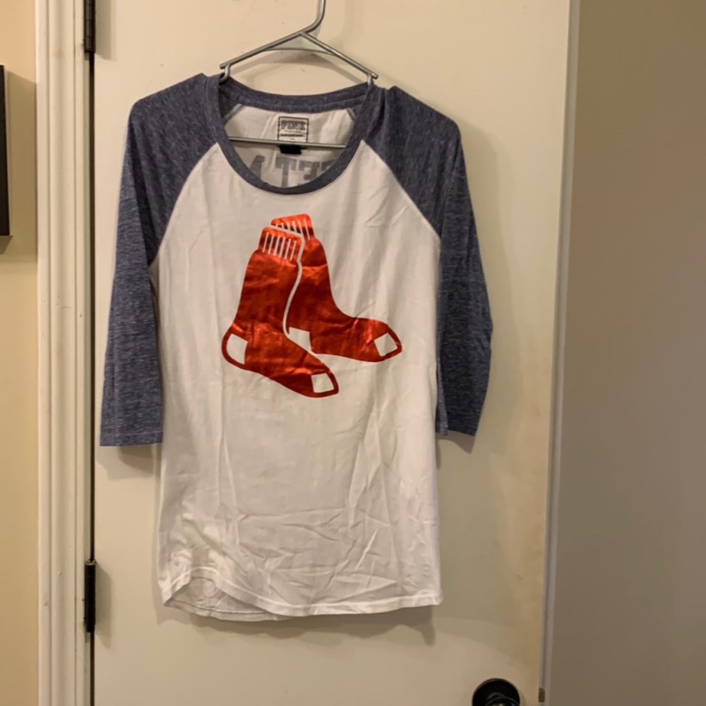 Pink Red Sox baseball sleeve tee